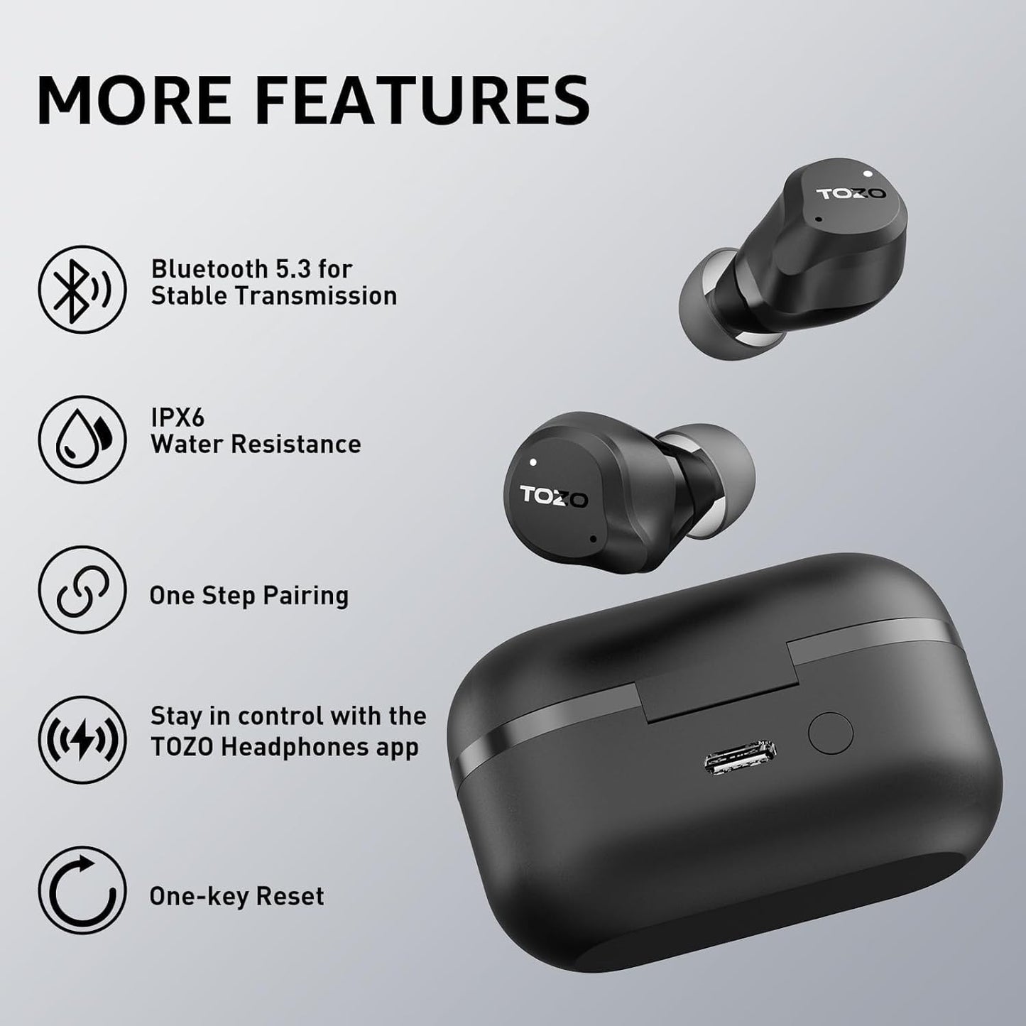 TOZO NC9 Hybrid Active Noise Cancelling Wireless Earbuds